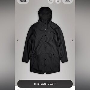 Rains Black Long Raincoat
